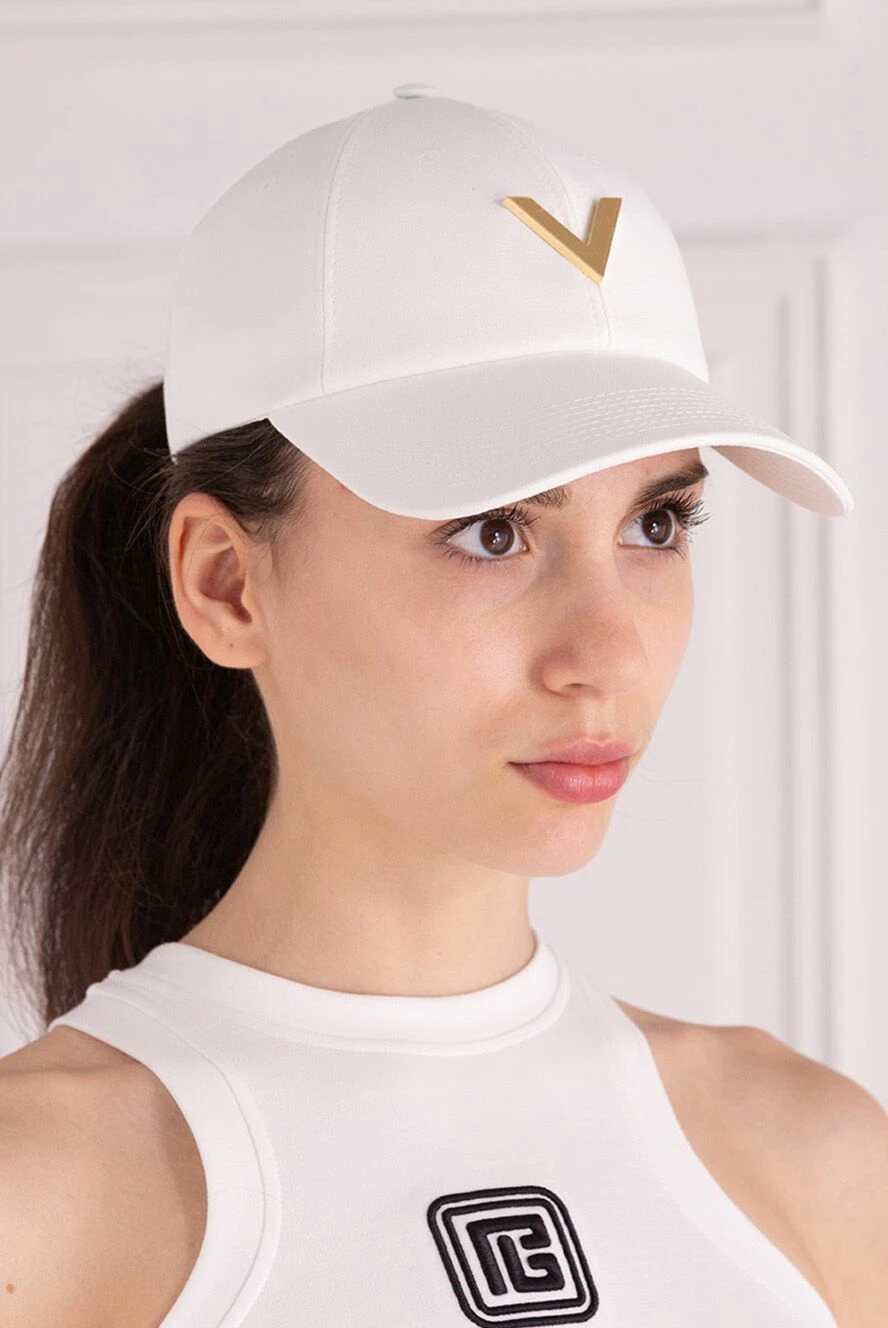 Valentino жіночі кепка з бавовни та еластану біла жіноча купити фото з цінами 178098