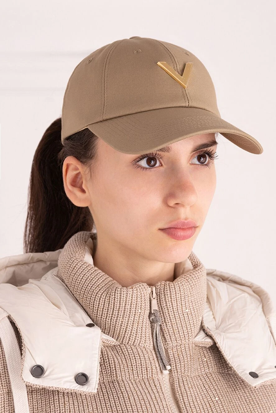 Valentino жіночі кепка з бавовни та еластану бежева жіноча купити фото з цінами 178099 - фото 2