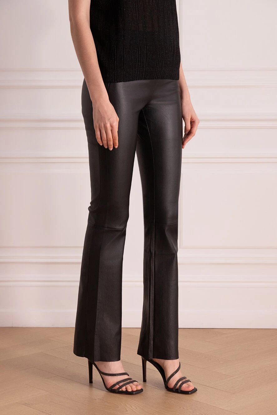 Max&Moi женские брюки из натуральной кожи женские черные купить с ценами и фото 178154
