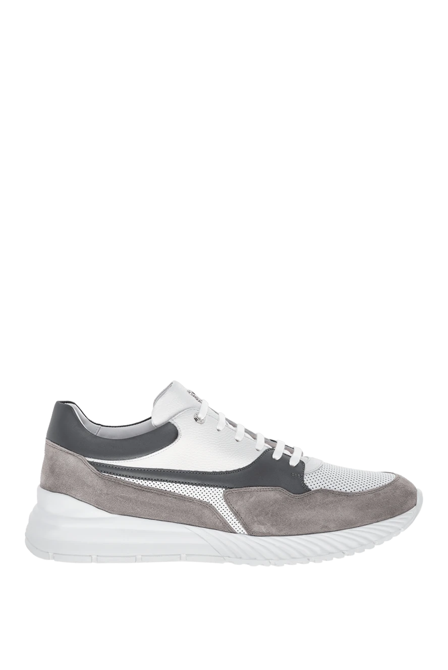 Stefano Ricci кросівки із натуральної шкіри чоловічі сірі 178184 - фото 1