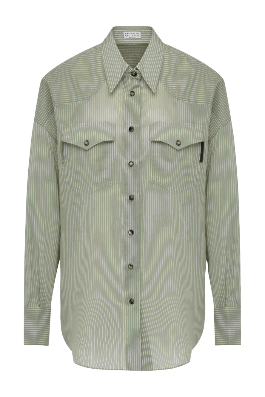 Brunello Cucinelli blouse made of cotton and silk for women green 178264 - photo 1