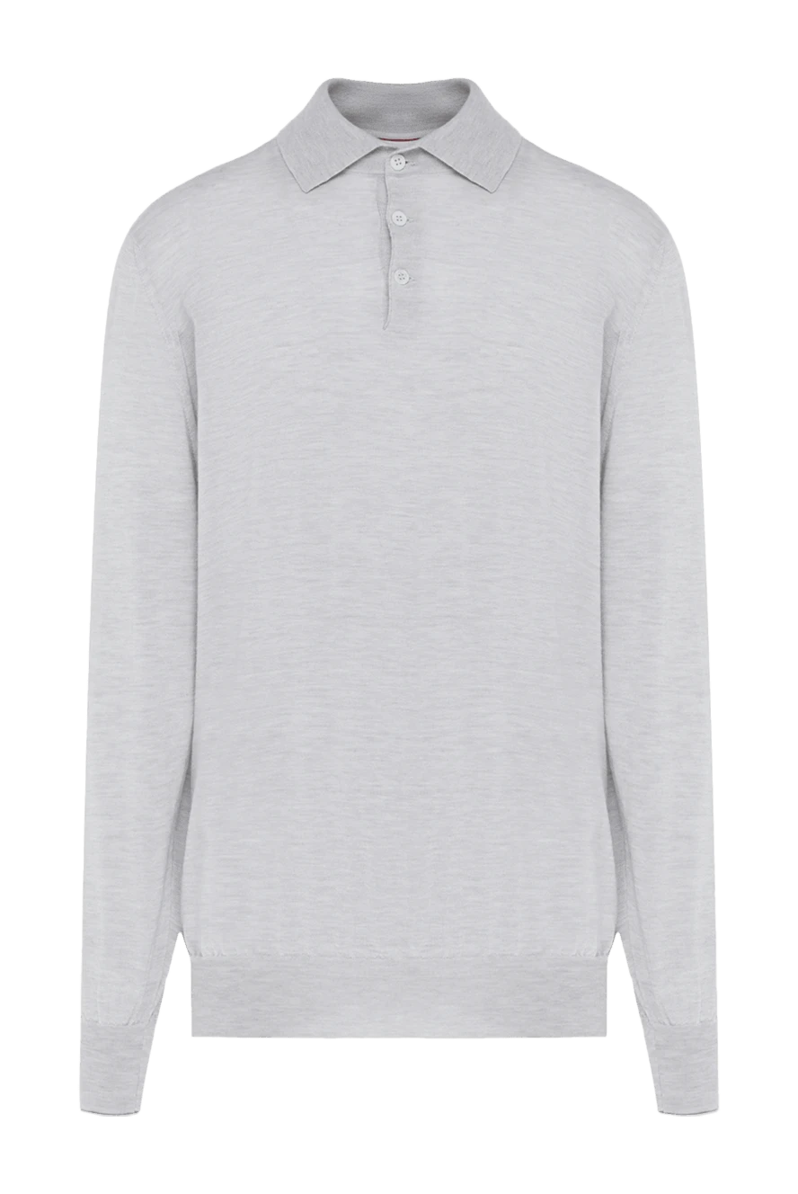 Brunello Cucinelli поло с длинным рукавом из кашемира и шелка мужское серое 178303 - фото 1