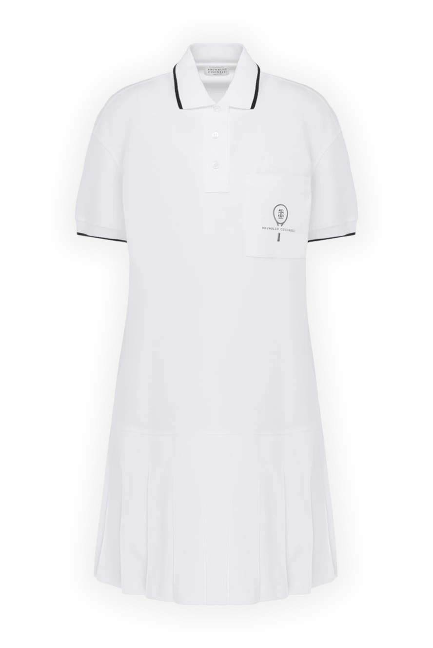 Brunello Cucinelli сукня трикотажна з бавовни жіноча біла 178309 - фото 1