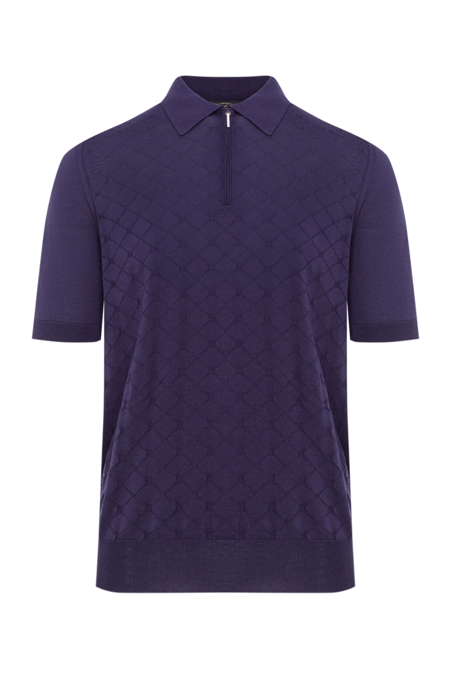 Cesare di Napoli чоловіче синє шовкове поло 178327 - фото 1