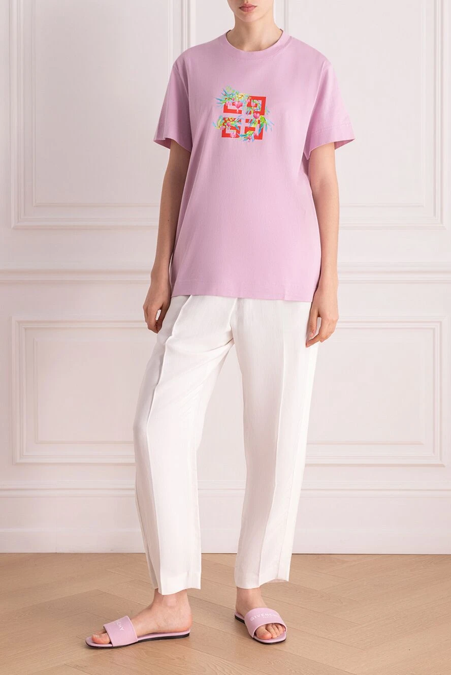 Givenchy женские футболка из хлопка женская розовая купить с ценами и фото 178360