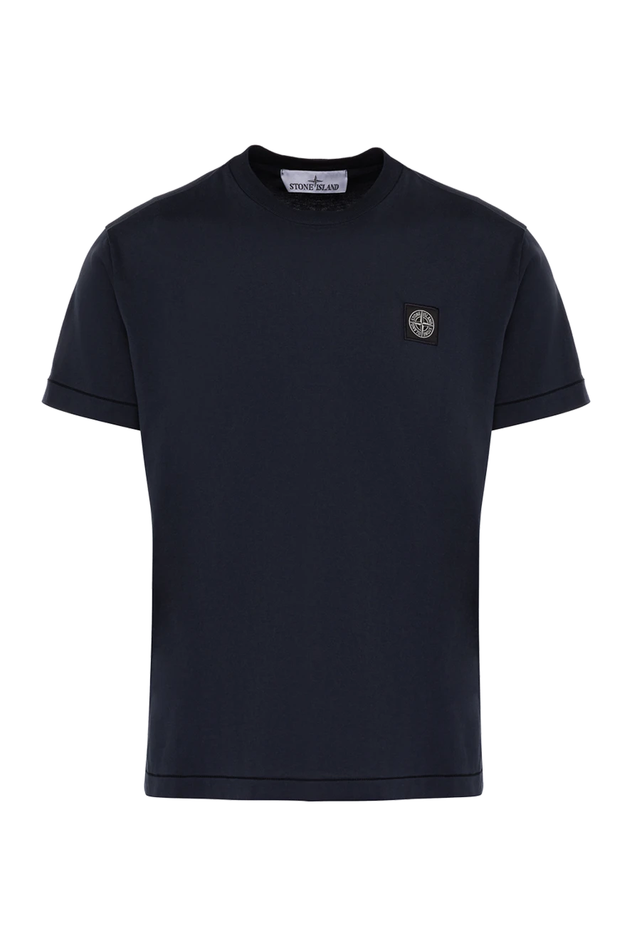 Stone Island тёмно-синяя футболка базовая повседневная с нашивкой 196986 - фото 1