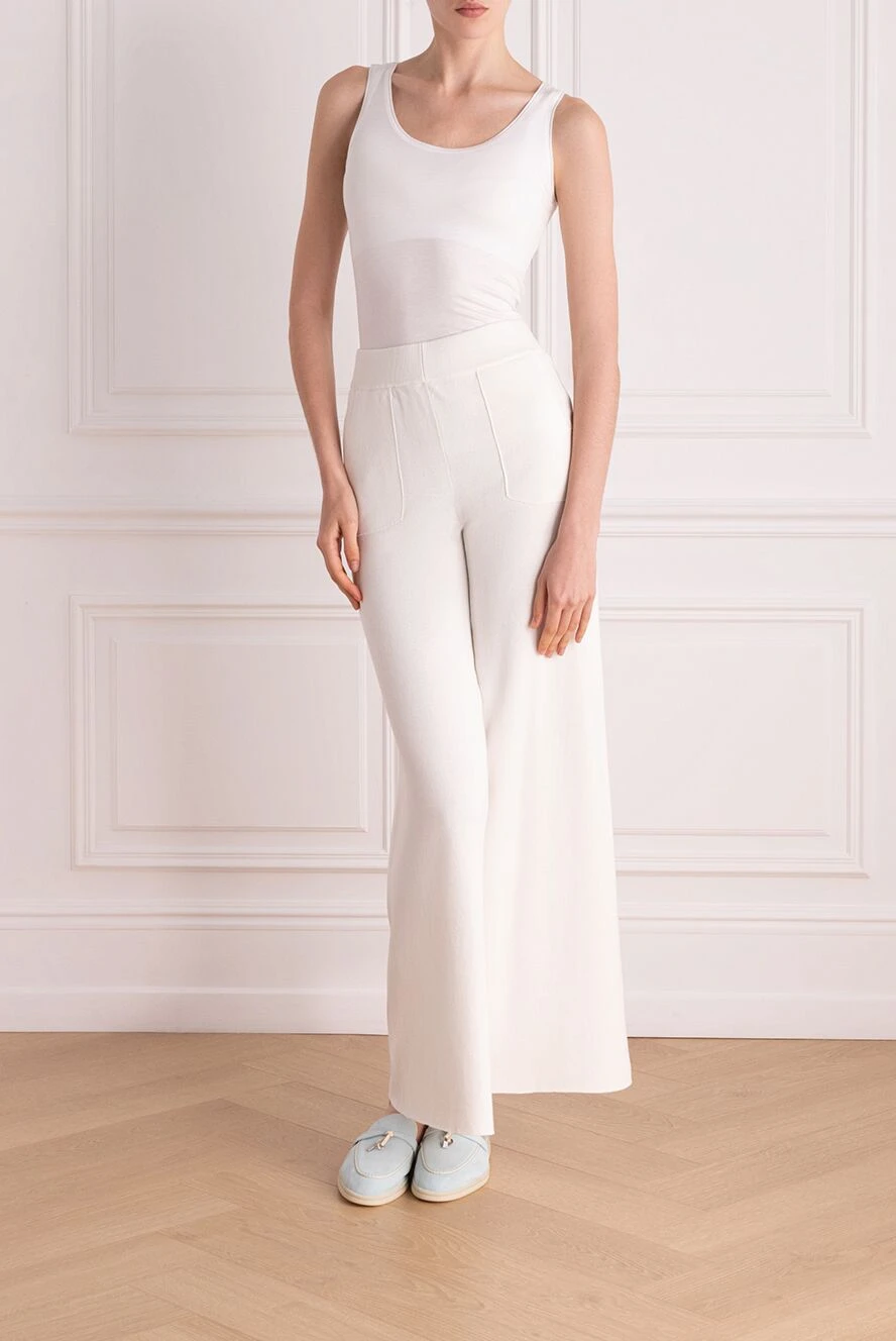 Panicale woman women's white knitted trousers made of cotton and silk buy with prices and photos 178535 - photo 2