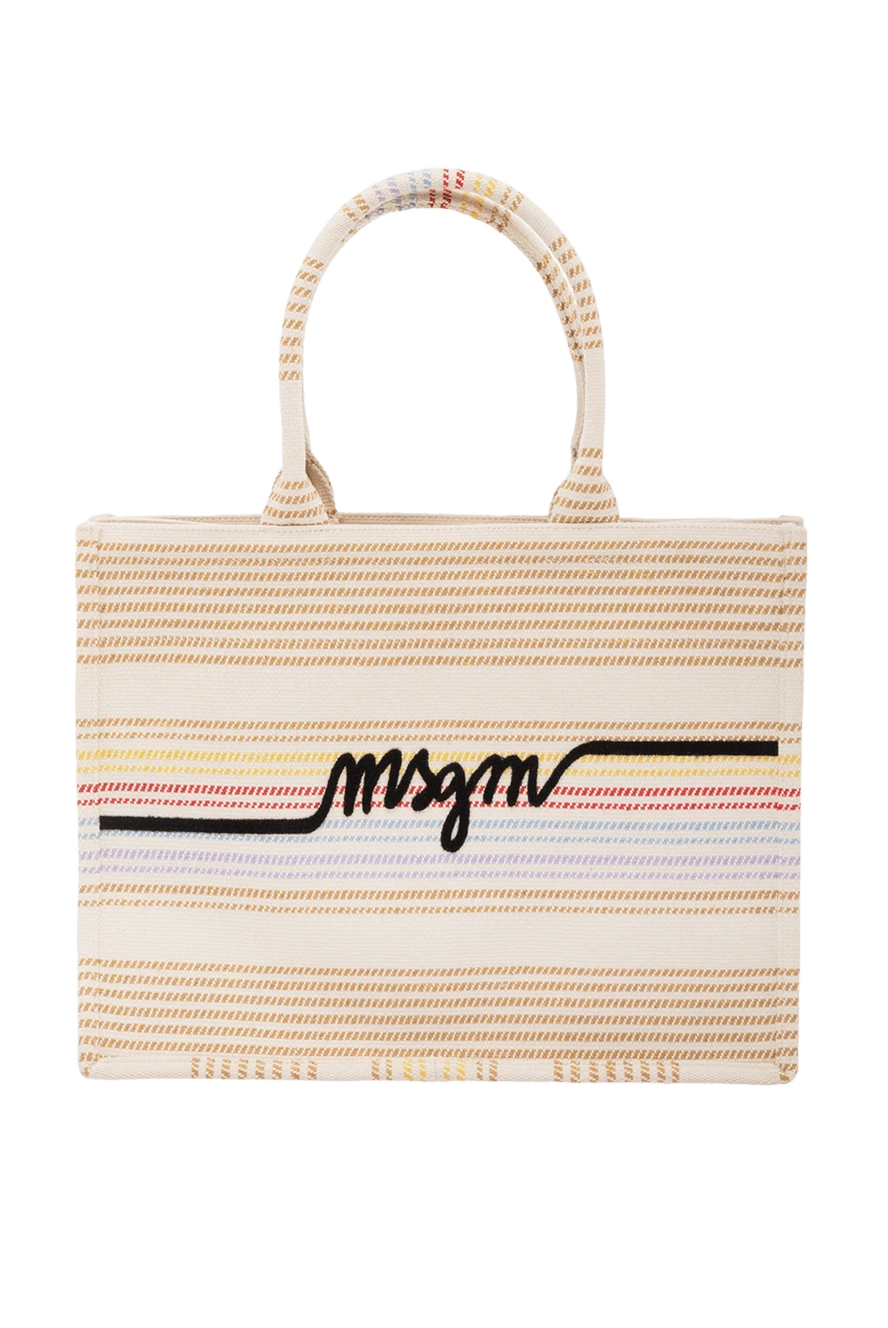 MSGM women's beige striped bag made of polyester and cotton 178553 - photo 1