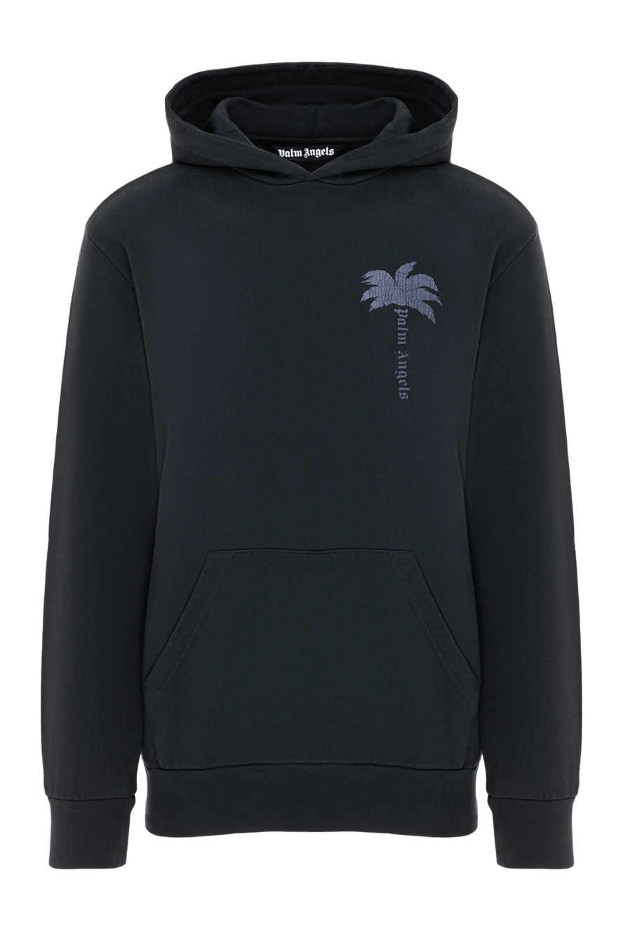 Palm Angels black knit hoodie with textured palm tree patch (markdown) 195763 - photo 1