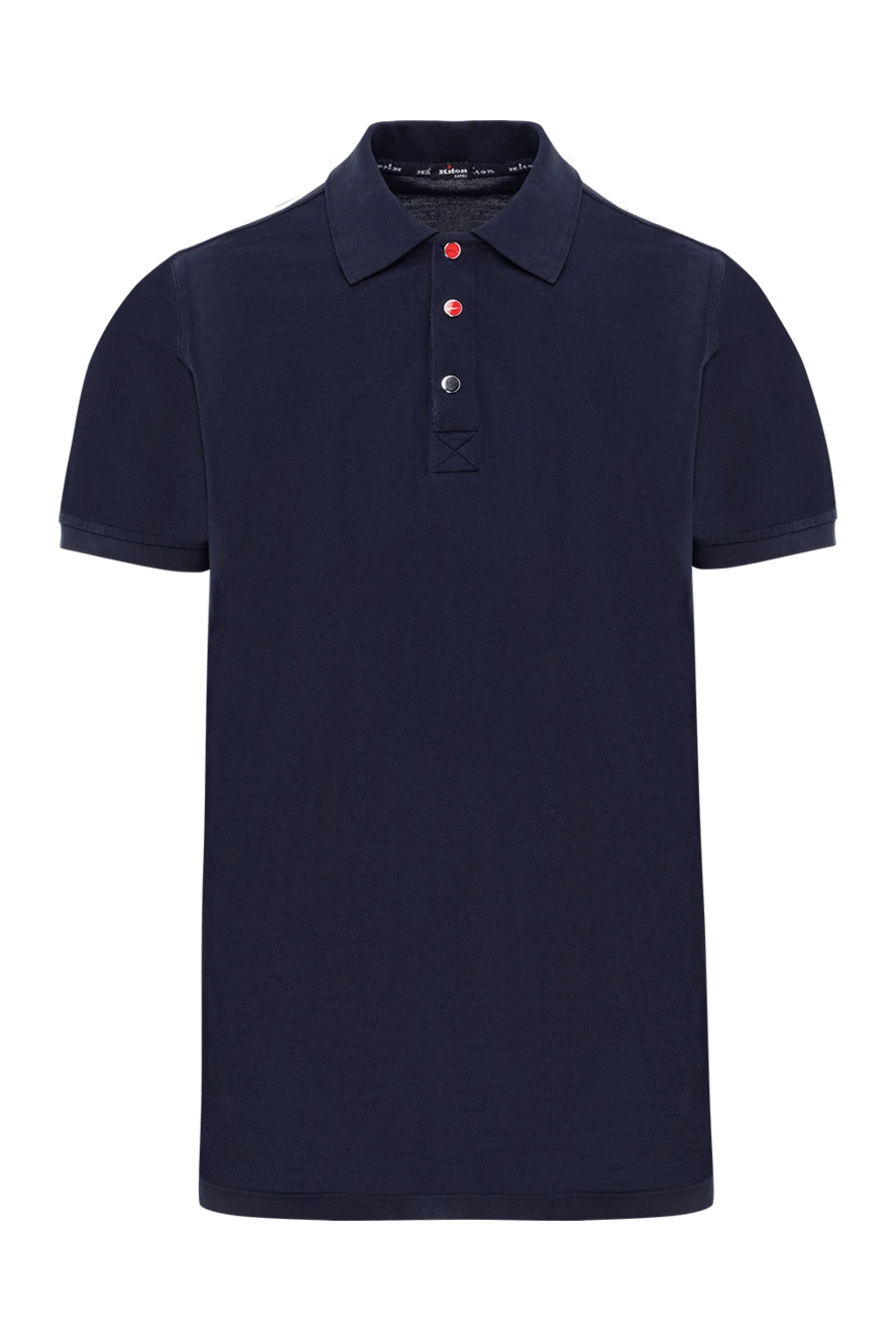 Kiton поло чоловіче блакитне на кнопках з бавовни 178899 - фото 1