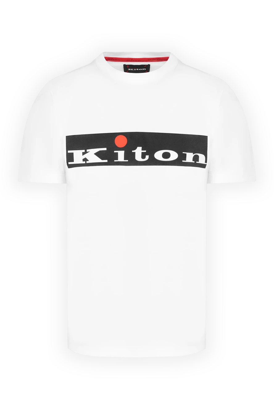 Kiton футболка біла з логотипом чоловіча з бавовни 195696 - фото 1