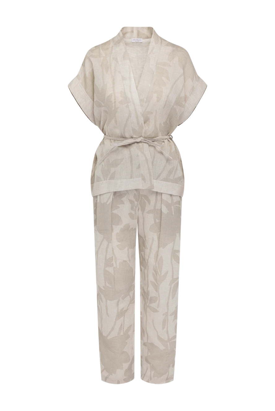 Brunello Cucinelli women's beige linen suit with trousers 178983 - photo 1