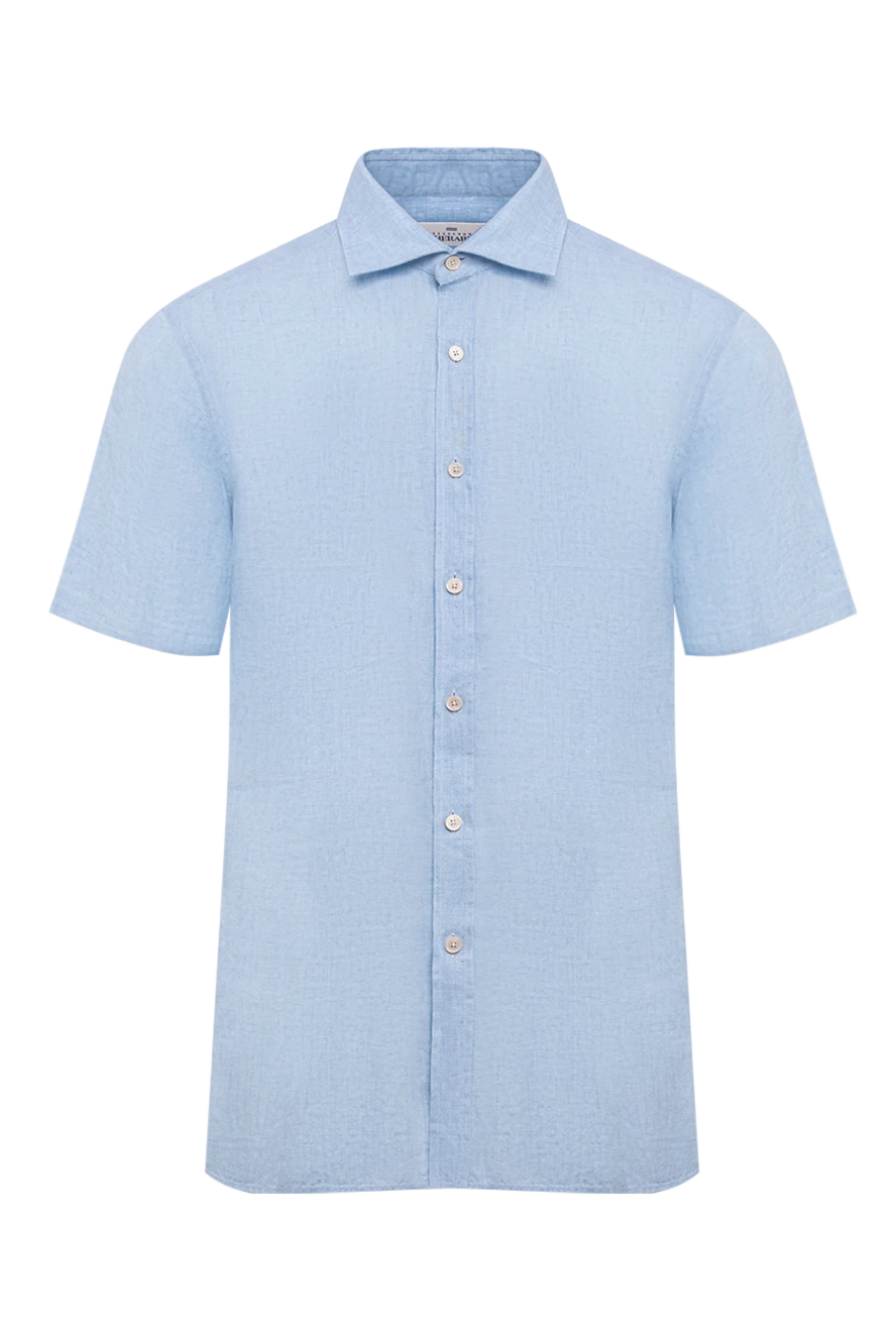 Blue men's shirt made of linen