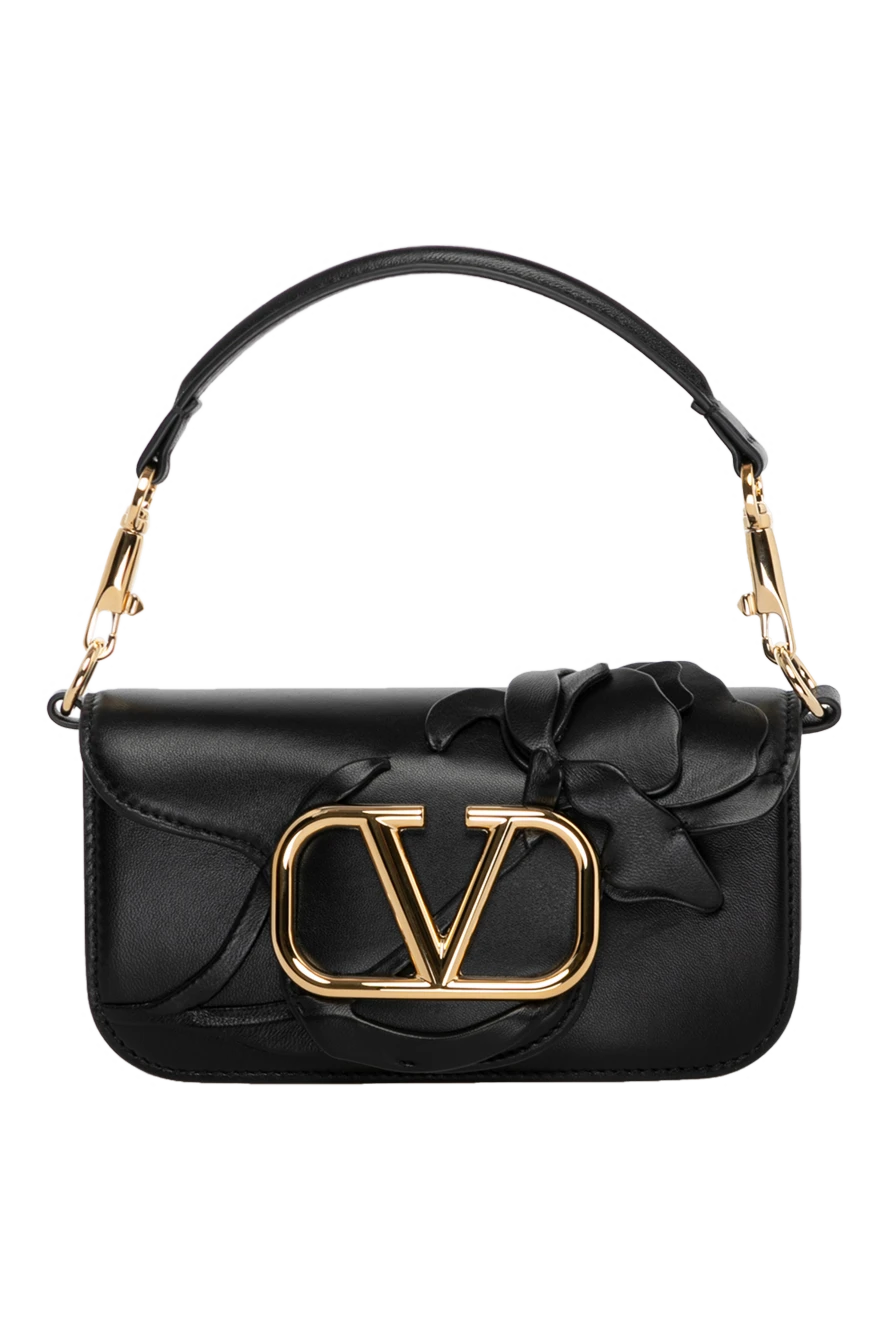 Women's black calfskin bag with logo