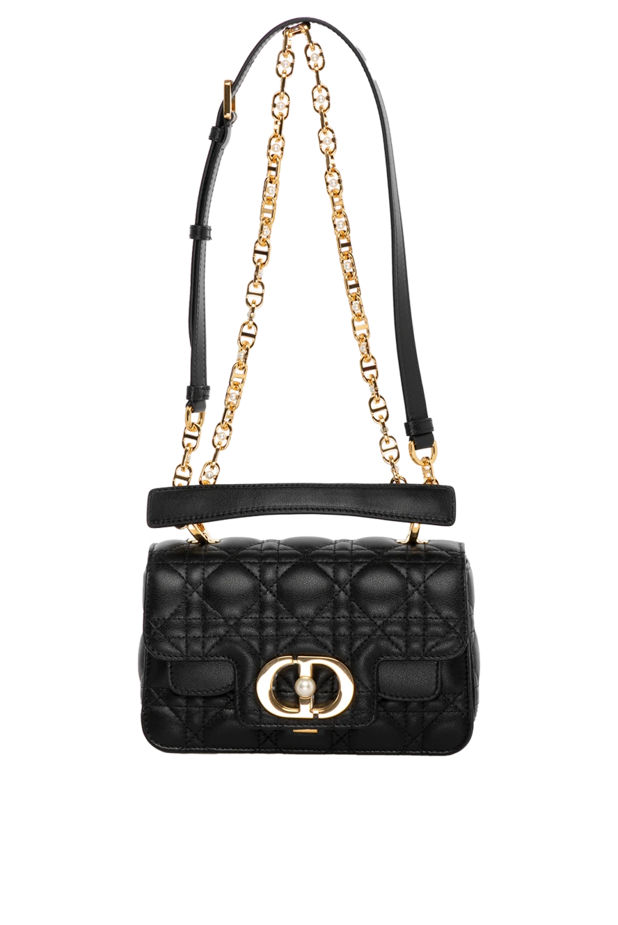 Women's black calfskin bag with logo