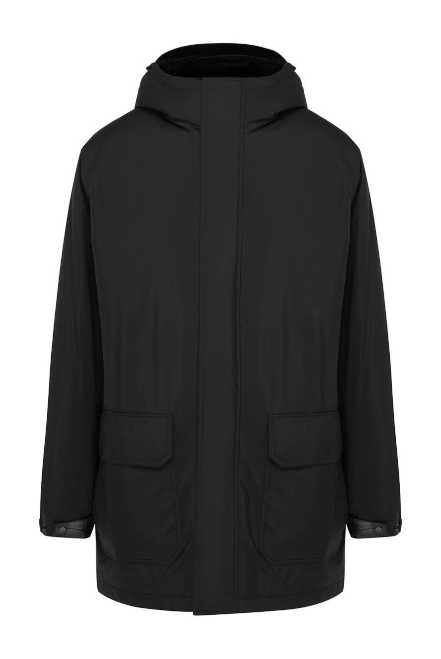 Seraphin men's black nylon jacket with fur 179378 - photo 1