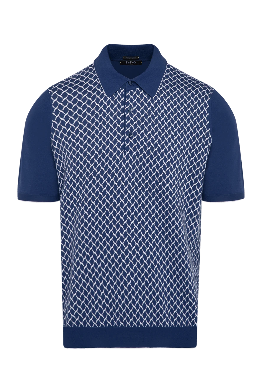 Svevo men's blue cotton polo with pattern 179415 - photo 1