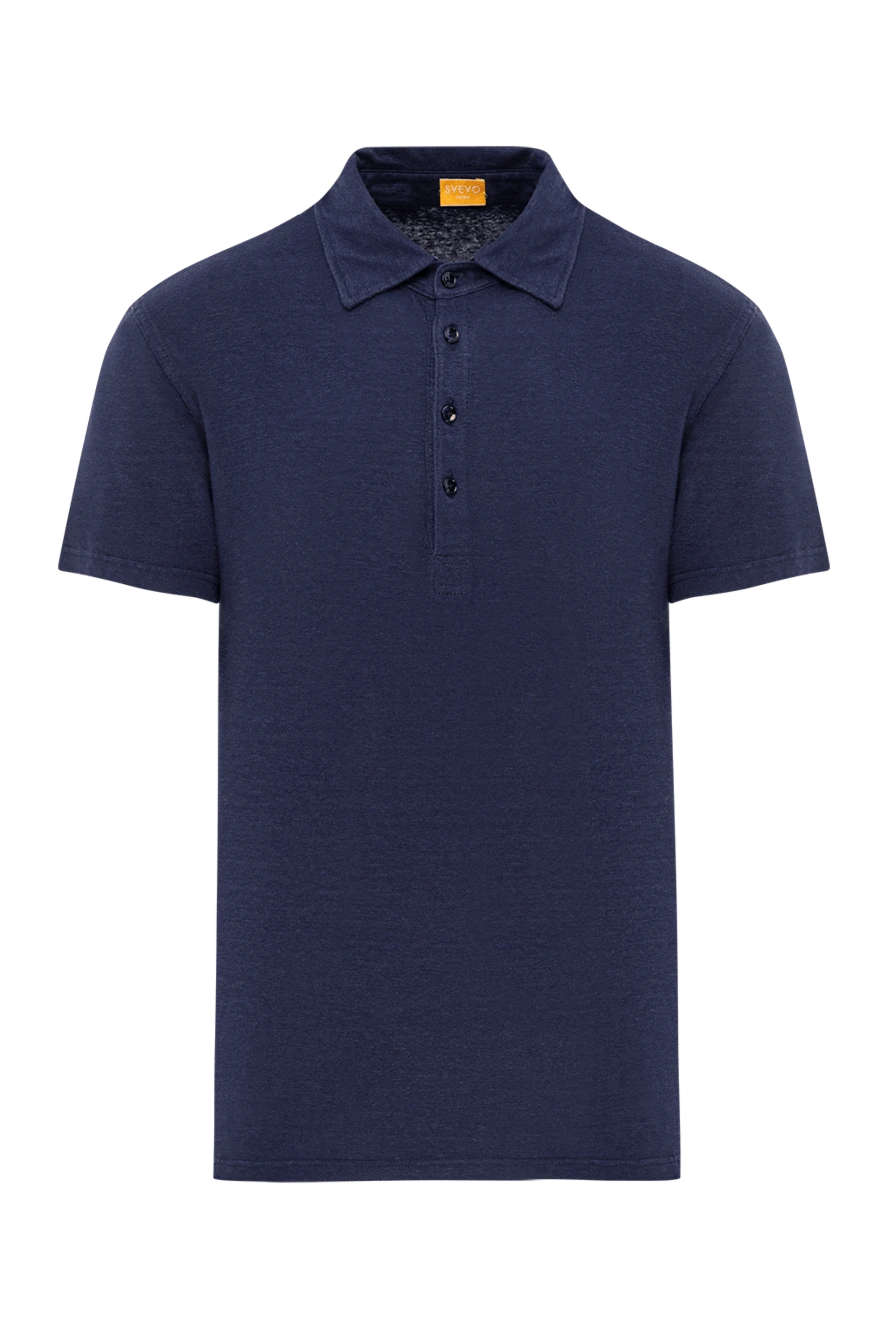 Svevo polo with sleeves for men blue made of linen and elastane 179482 - photo 1