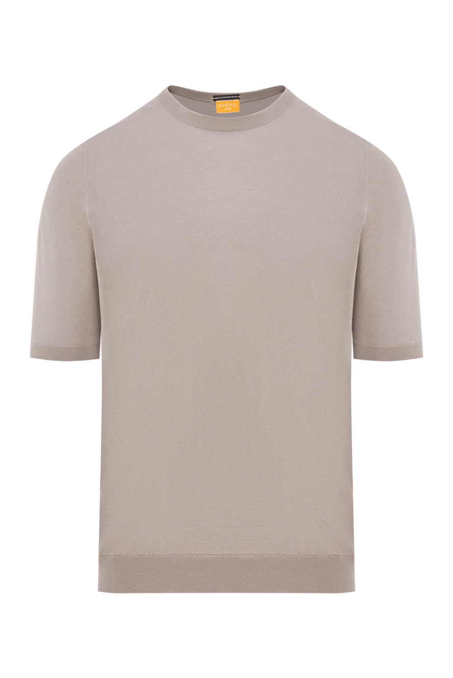 Svevo однотонний бежевий джемпер з м'якої бавовни з еластичною обробкою 179496 - фото 1