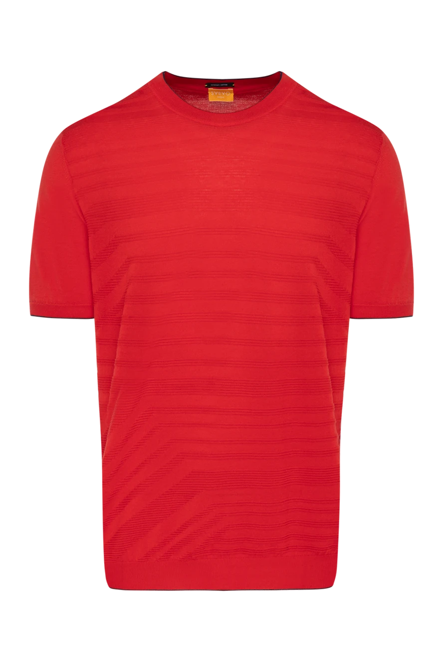 Svevo a short-sleeved, fine cotton jumper in a bright red tone with a textured weave 179506 - photo 1