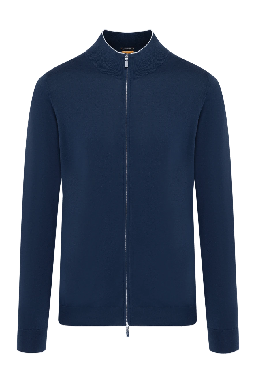 Svevo men's blue cotton cardigan with a zipper 179560 - photo 1