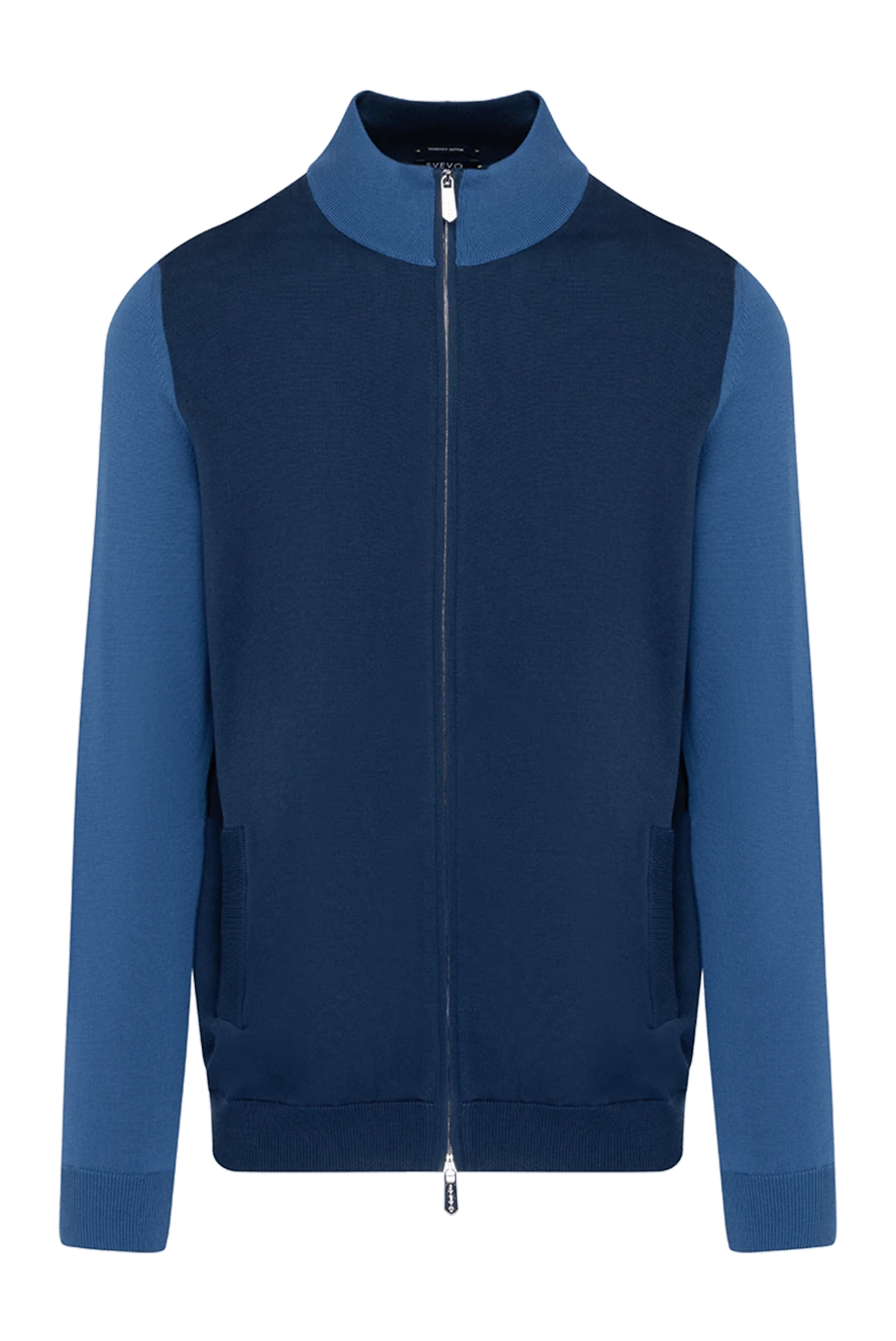 Svevo men's blue cotton cardigan with a zipper 179563 - photo 1