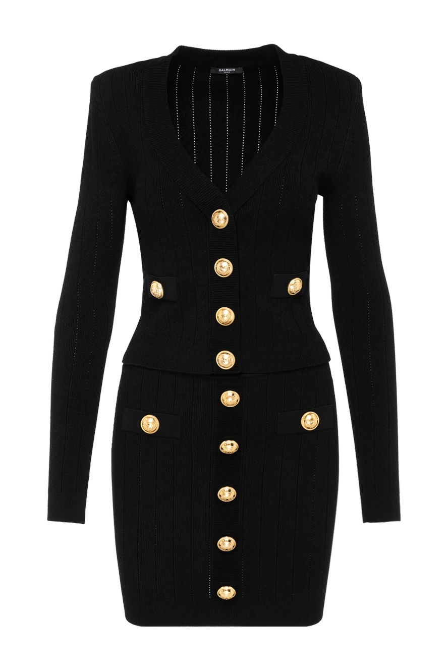 Balmain женские костюм с юбкой женский черный из вискозы и полиэстера 179825 - фото 1