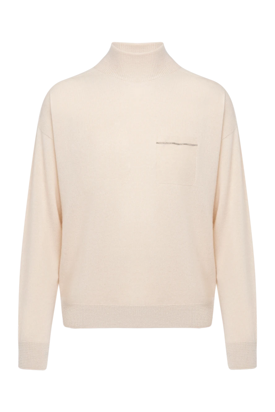 Peserico women's cashmere jumper in a milky shade with a stand-up collar 179912 - photo 1