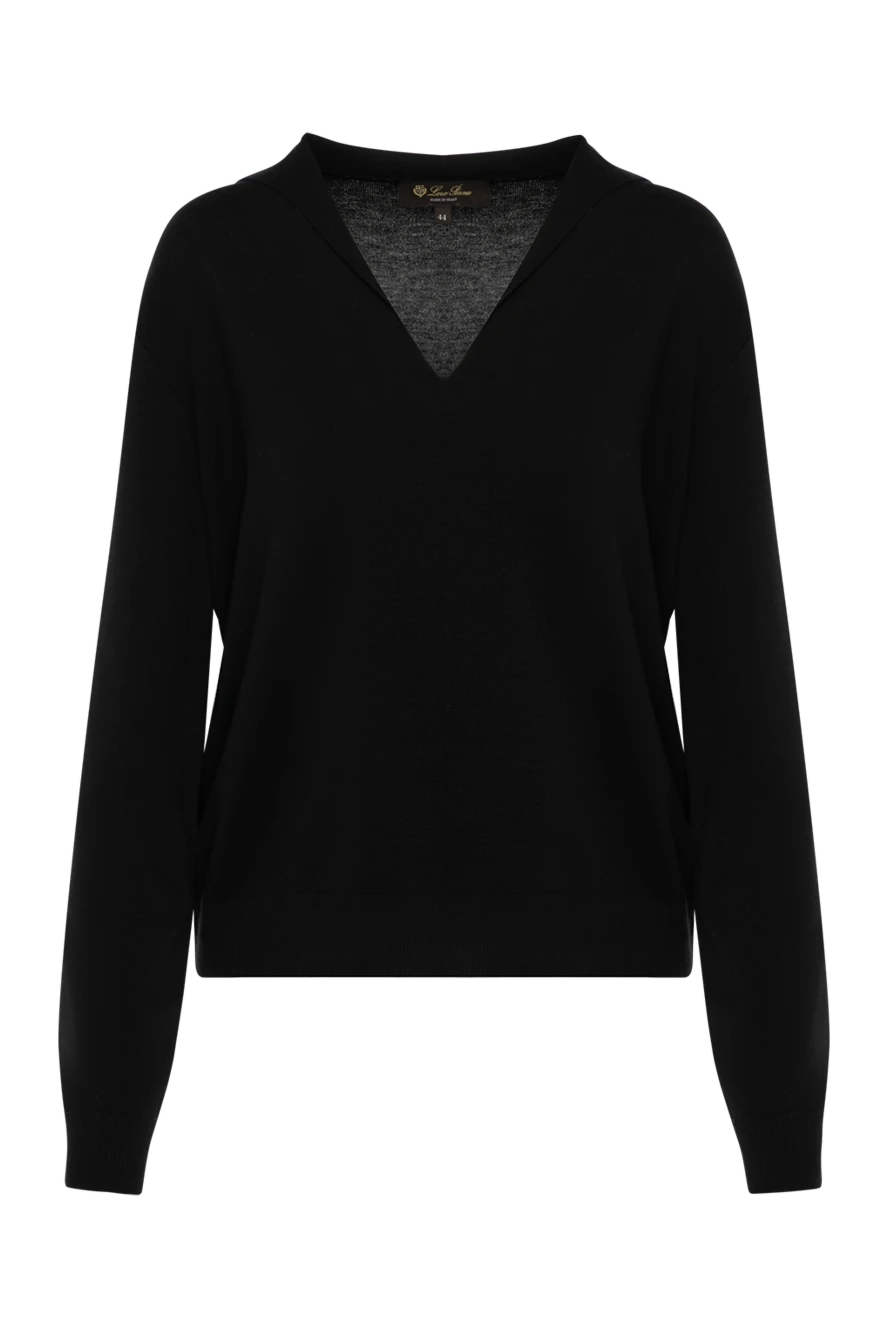 Loro Piana black women's jumper with v-neck 180433 - photo 1