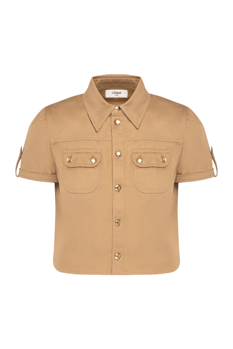 Celine women's cropped brown short-sleeved shirt 180467 - photo 1