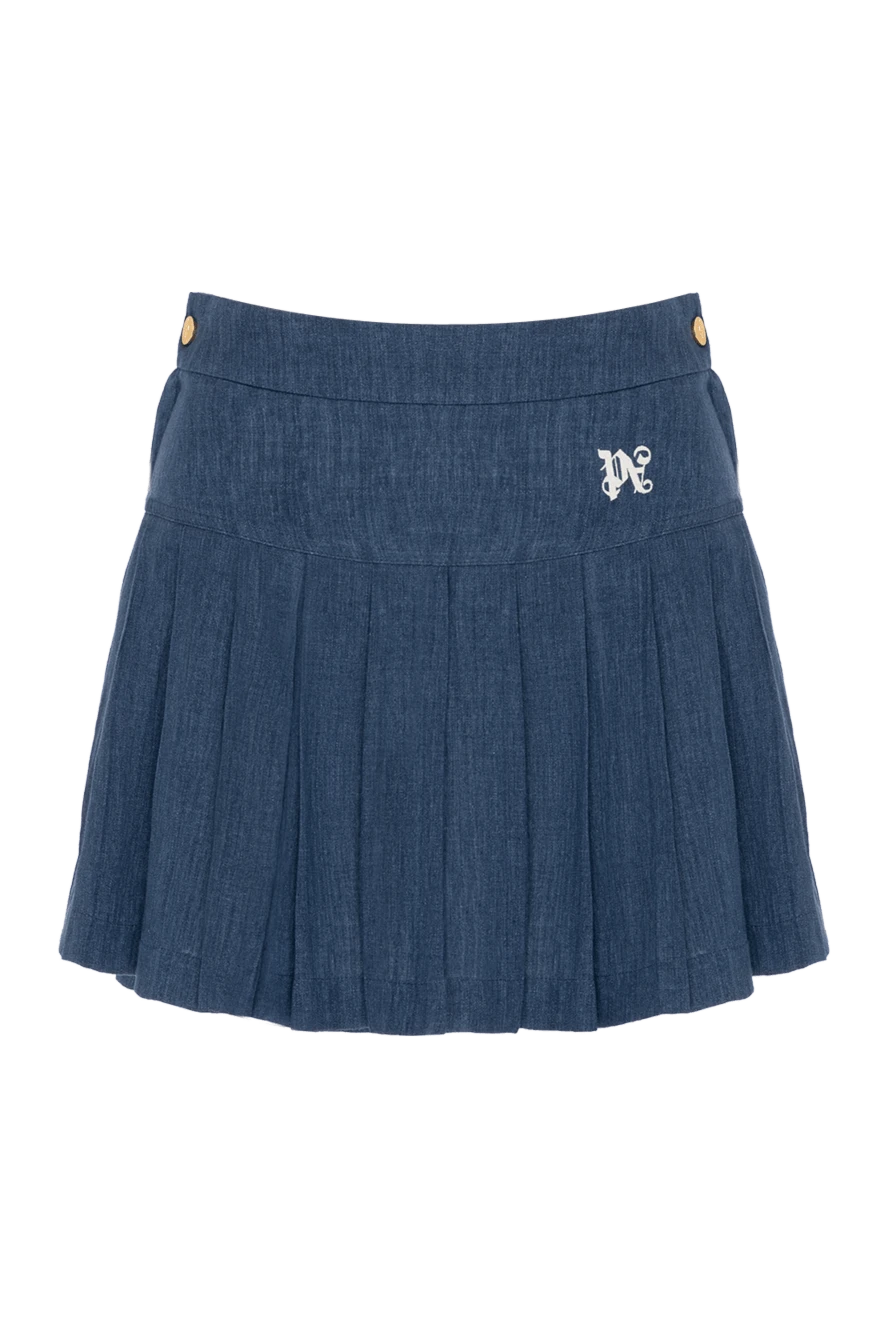 Palm Angels blue pleated mini skirt with logo 180476 - photo 1