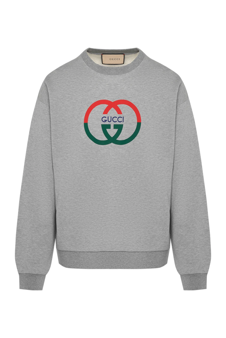 Gucci sweatshirt for men gray with cotton logo 180502 - photo 1