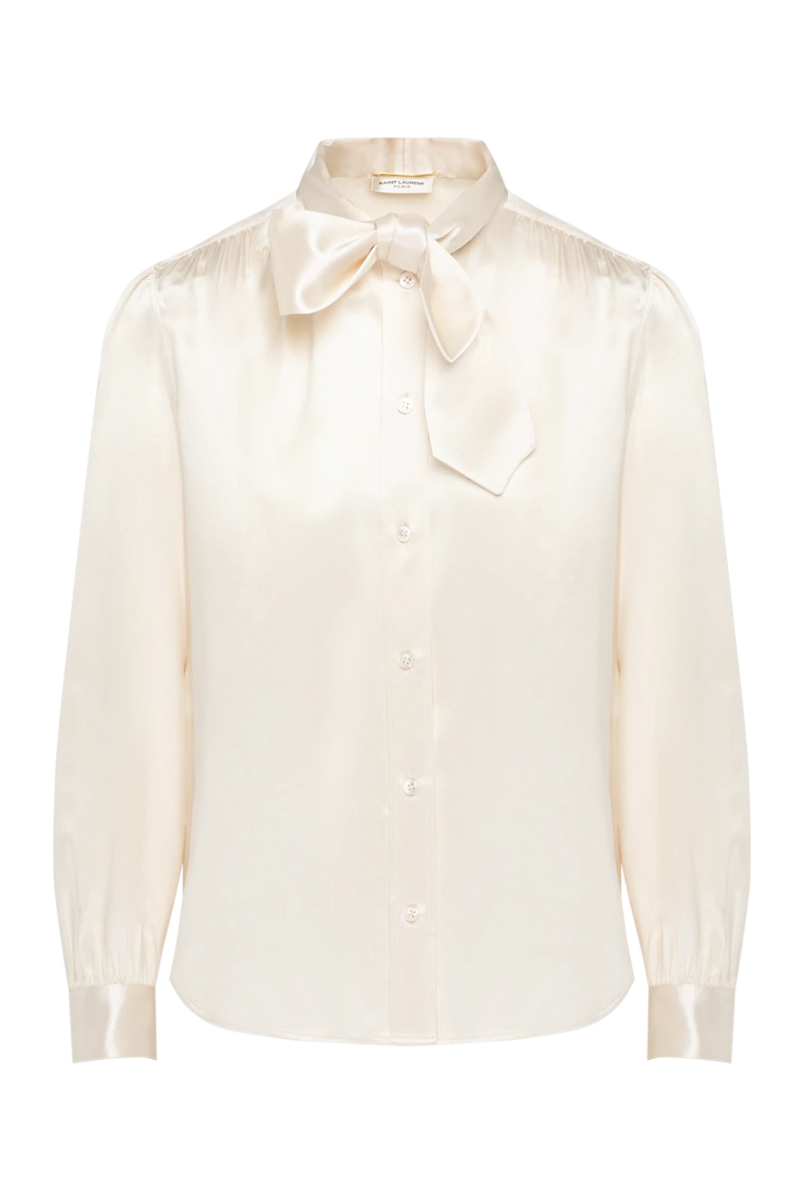 Saint Laurent silk blouse with a beige bow. 180511 - photo 1