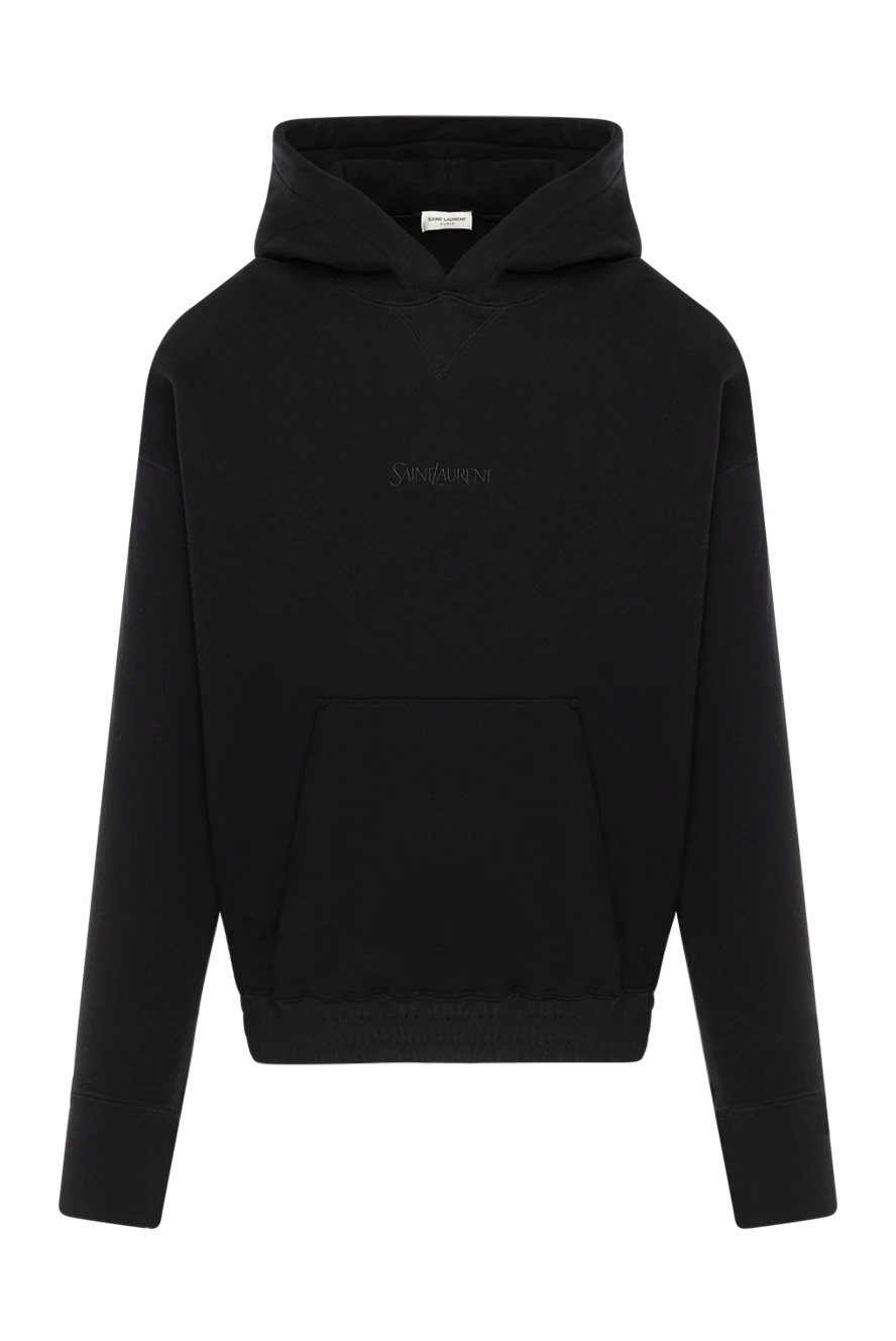 Saint Laurent man men's black hoodie with cotton logo 180516 - photo 1