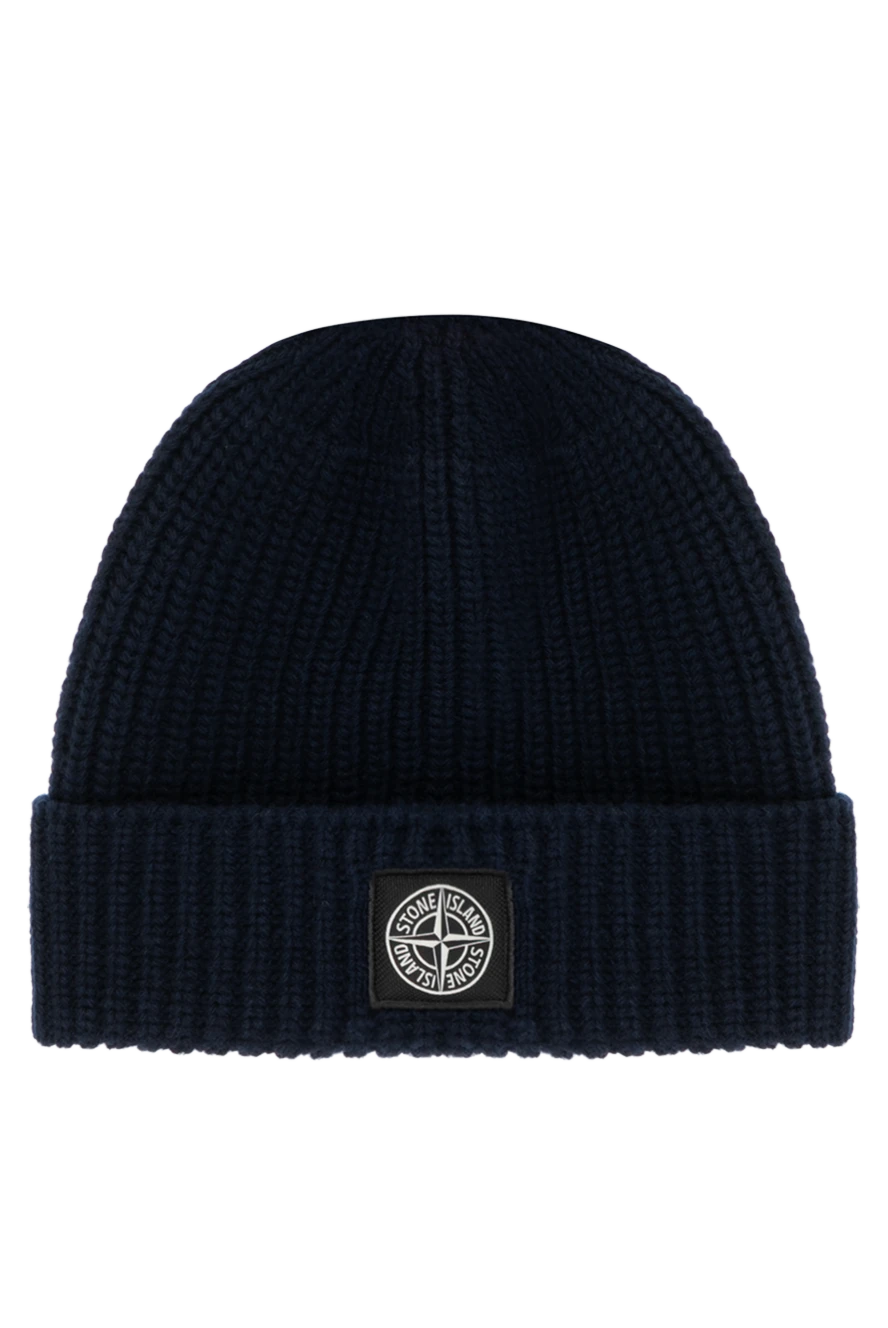 Stone Island men's blue woolen hat with a ribbed design 180570 - photo 1