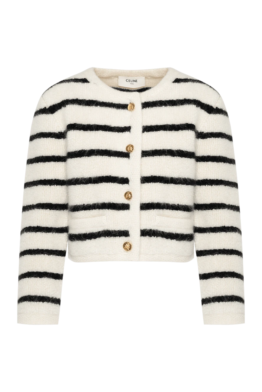 Celine white short cardigan for women in stripes 180650 - photo 1