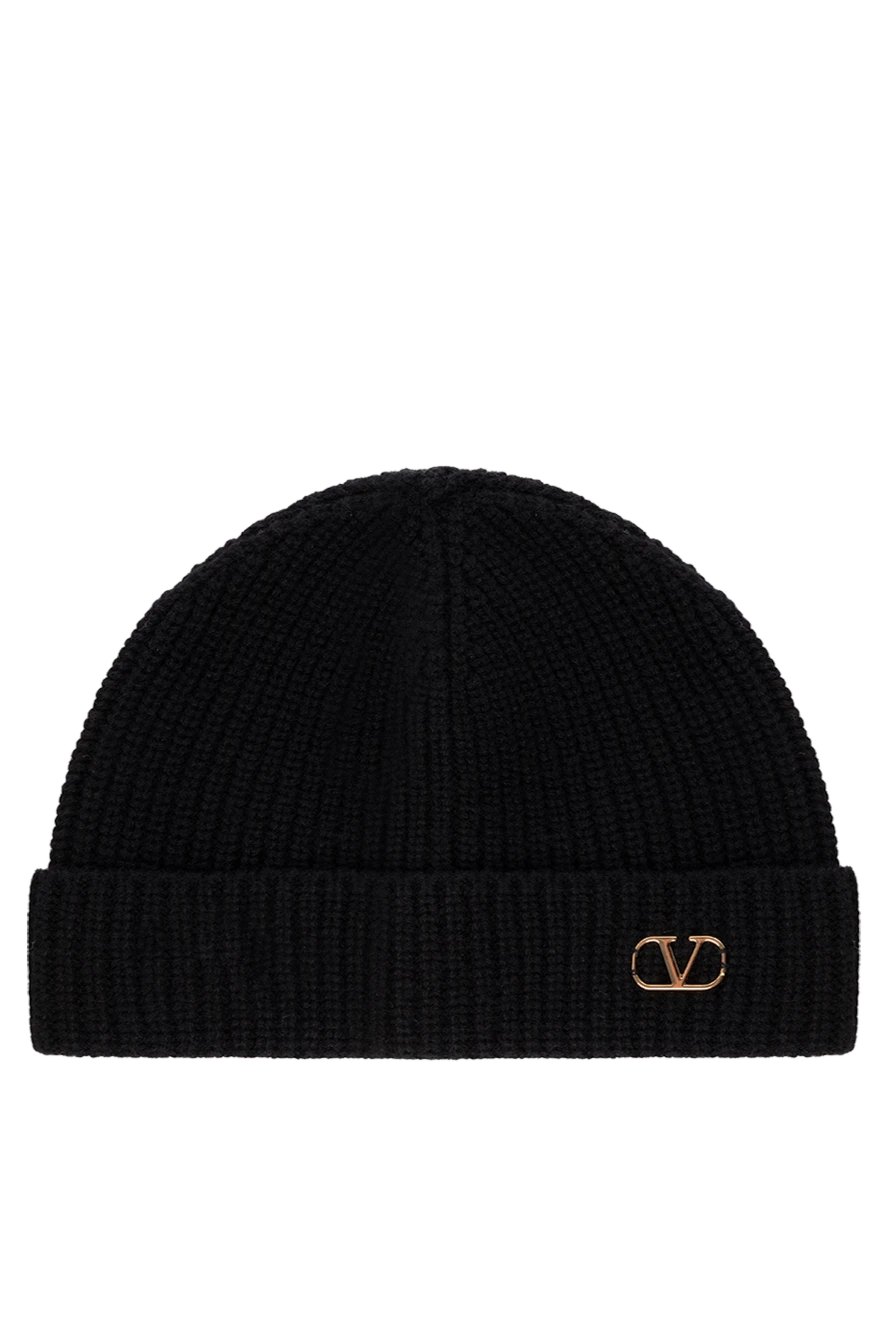 Valentino black men's hat with golden logo made of cashmere 180668 - photo 1