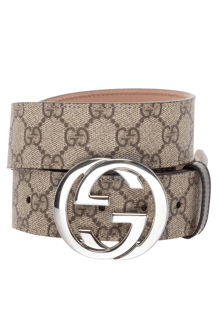 Gucci men's beige leather belt with logo print 180704 - photo 1