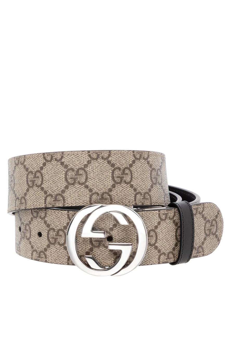 Gucci men's beige leather belt with logo print 180705 - photo 1