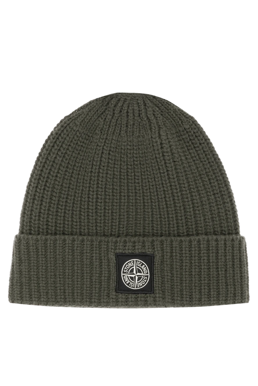 Stone Island men's woolen hat green with a ribbed pattern 180775 - photo 1