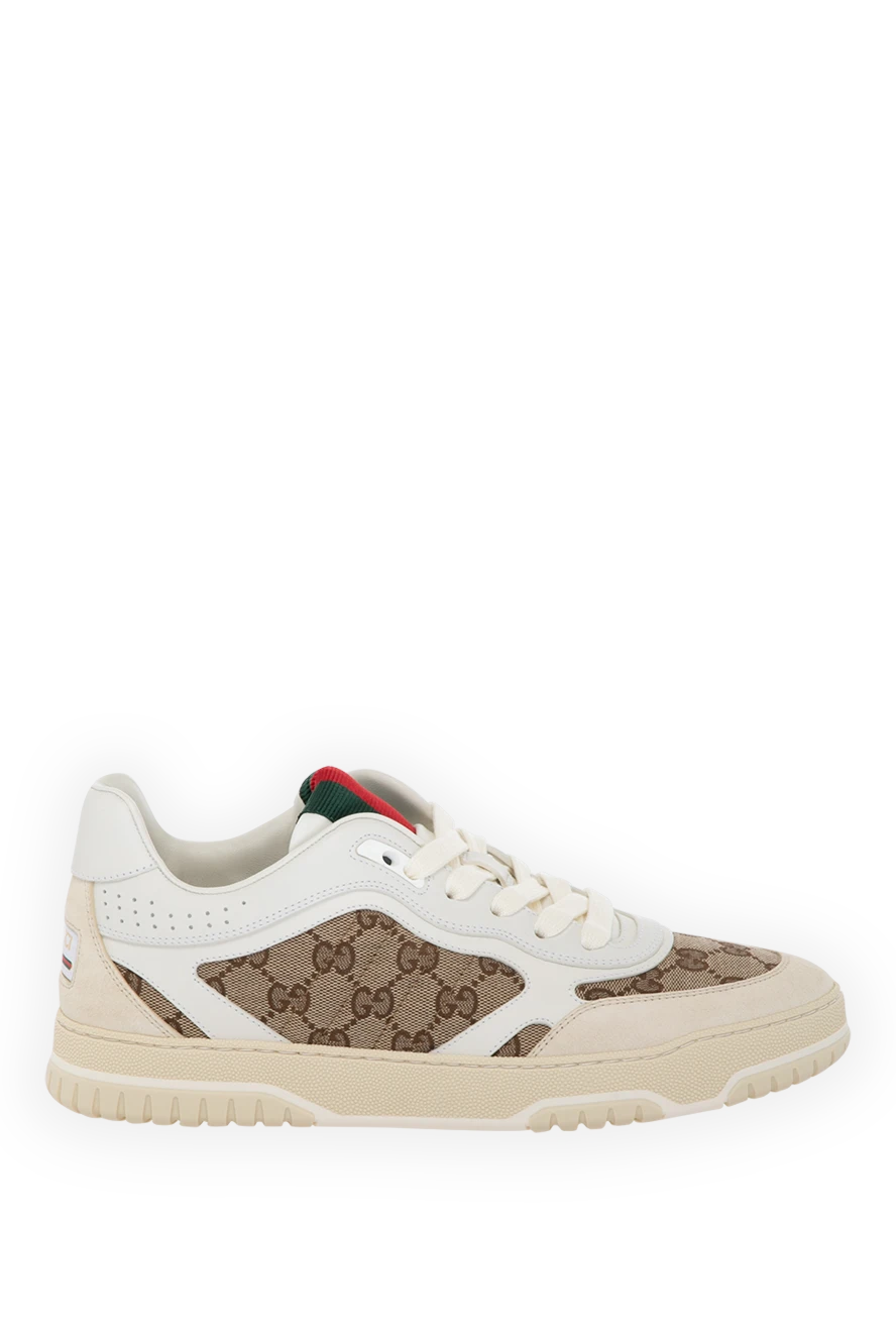 Gucci beige women's sneakers made of cotton and leather 180815 - photo 1