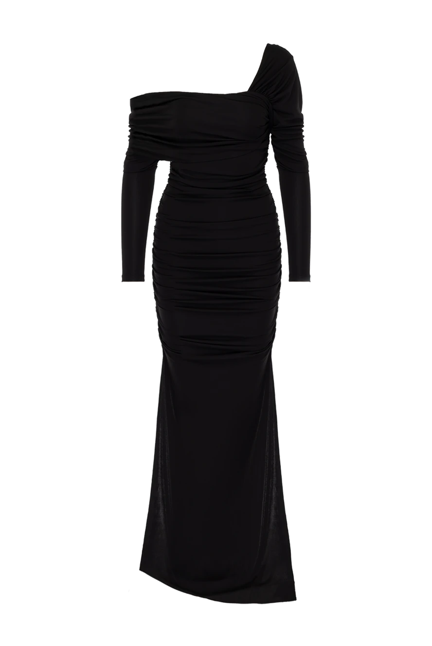 Fleur de Paris woman black knitted dress with drapery and off the shoulder 181066 - photo 1