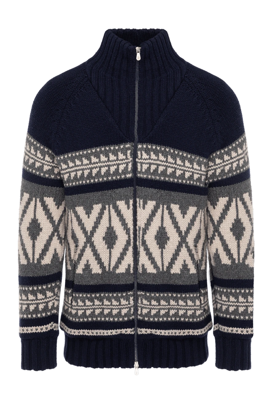 Brunello Cucinelli кардиган чоловічий синій з графічним візерунком 181147 - фото 1