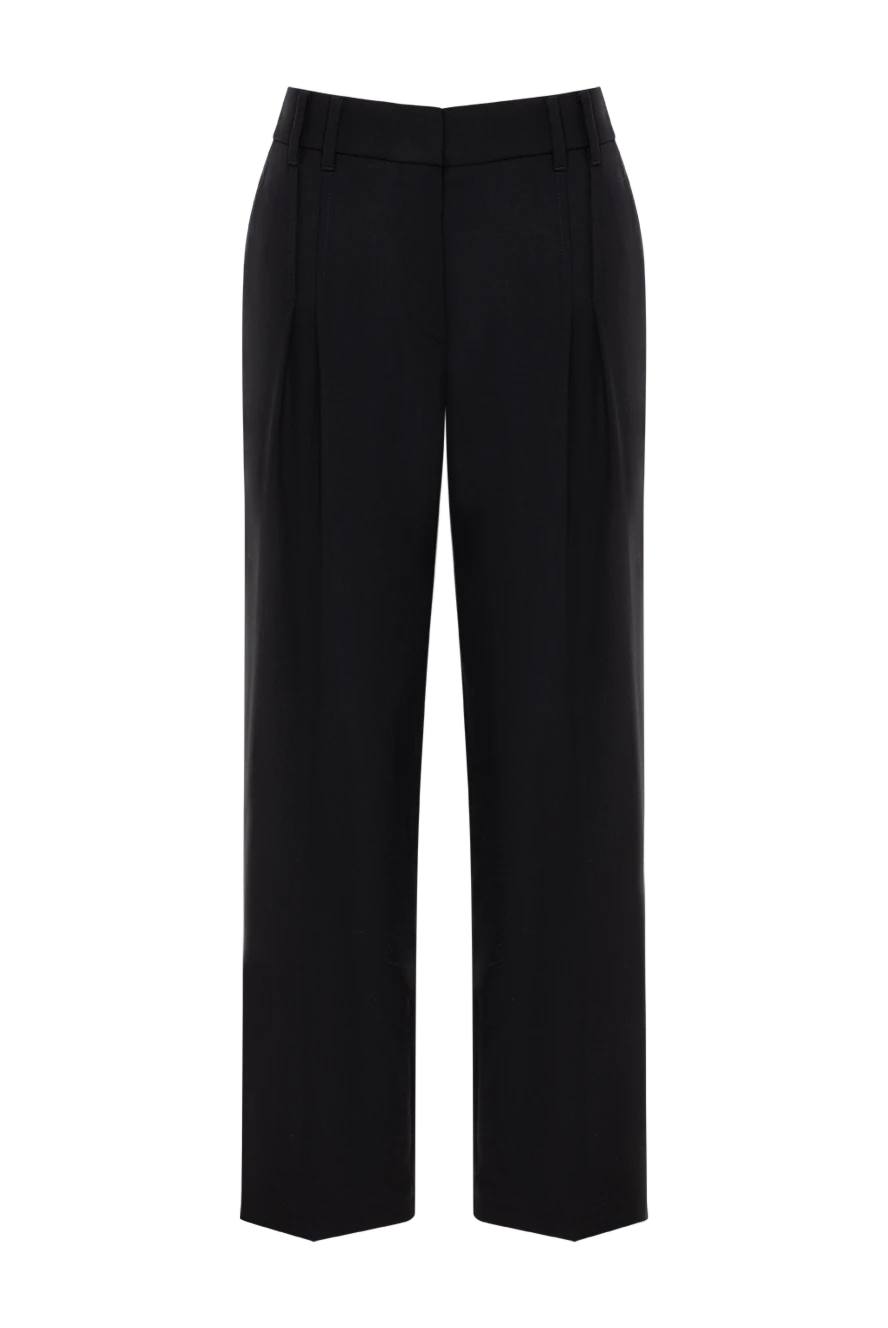 Brunello Cucinelli women's woolen black pants with pleats 181165 - photo 1