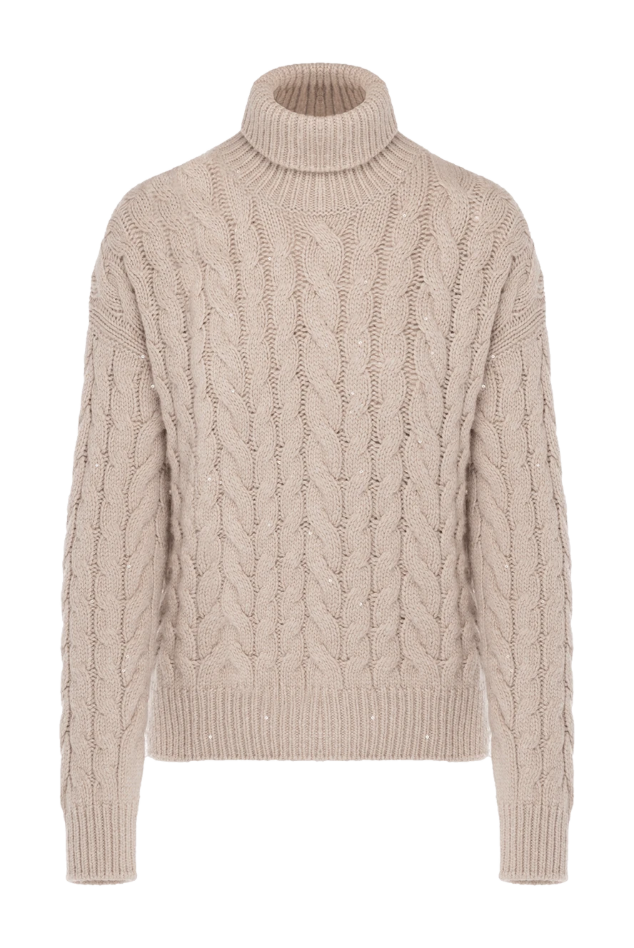 Brunello Cucinelli в'язаний джемпер бежевий з кашеміру та шовку жіночий. 181182 - фото 1