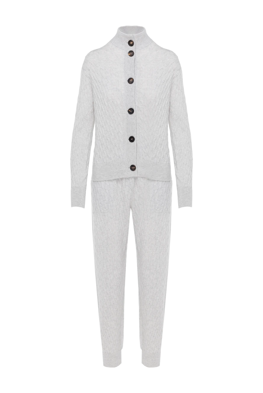 Brunello Cucinelli women's gray knitted cashmere walking suit 181204 - photo 1