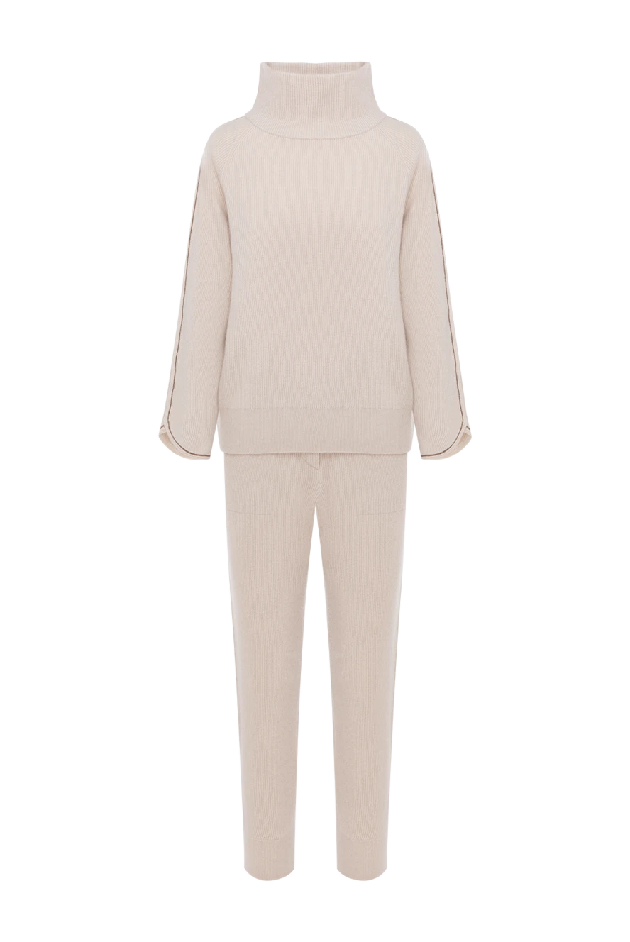 Brunello Cucinelli cashmere walking suit with high collar beige women's 181213 - photo 1