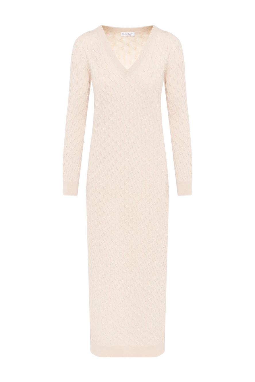 Brunello Cucinelli в'язана сукня бежева міді 181216 - фото 1