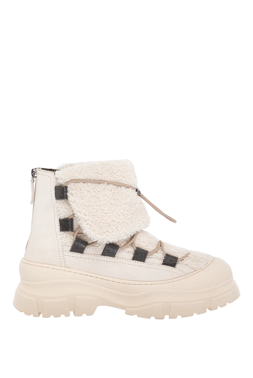 Brunello Cucinelli women's boots on fur beige nubuck 181230 - photo 1