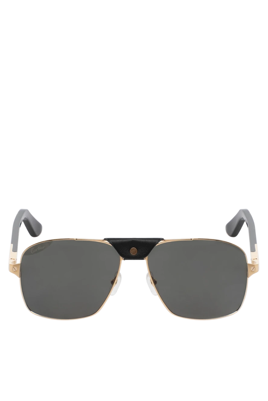 Cartier сонцезахисні чоловічі окуляри santos із титану жовті 181235 - фото 1